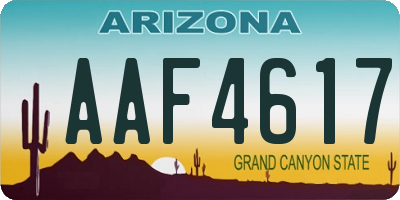 AZ license plate AAF4617