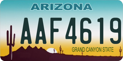 AZ license plate AAF4619