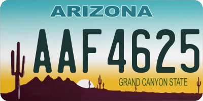 AZ license plate AAF4625