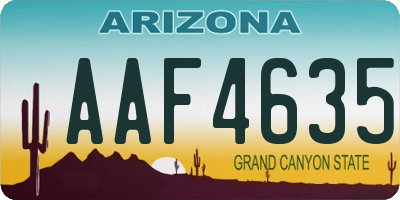 AZ license plate AAF4635