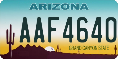 AZ license plate AAF4640