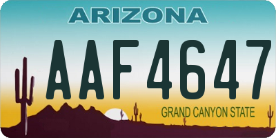 AZ license plate AAF4647