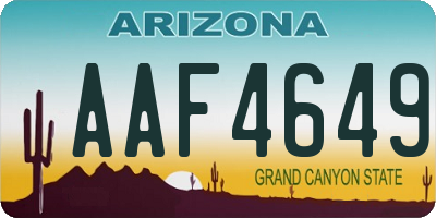 AZ license plate AAF4649