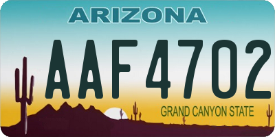 AZ license plate AAF4702