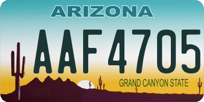 AZ license plate AAF4705