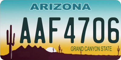 AZ license plate AAF4706