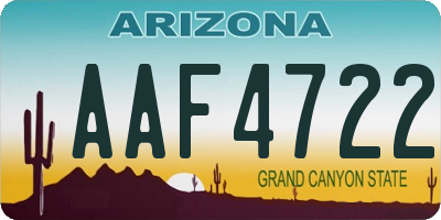 AZ license plate AAF4722