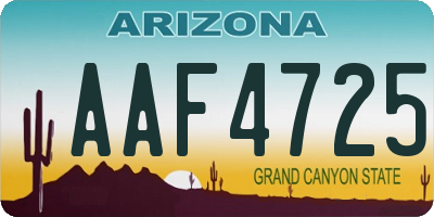 AZ license plate AAF4725