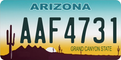 AZ license plate AAF4731