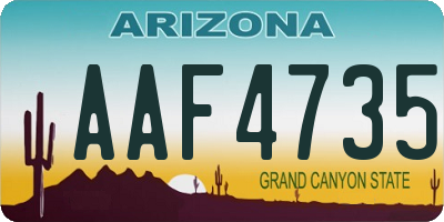 AZ license plate AAF4735