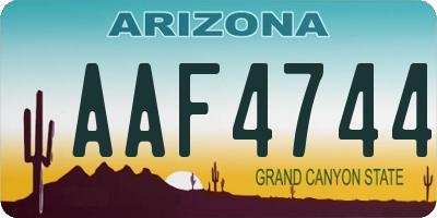 AZ license plate AAF4744