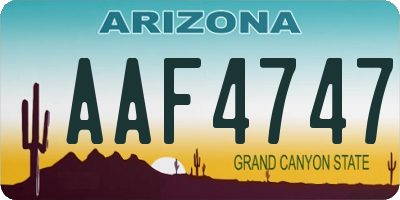 AZ license plate AAF4747