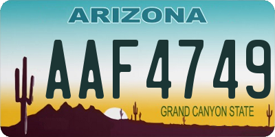 AZ license plate AAF4749