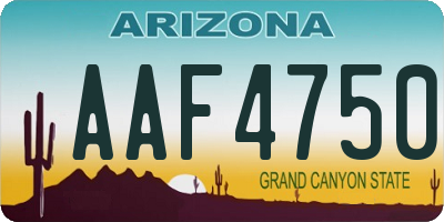 AZ license plate AAF4750