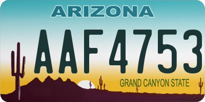 AZ license plate AAF4753