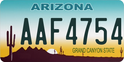 AZ license plate AAF4754