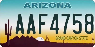 AZ license plate AAF4758
