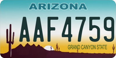 AZ license plate AAF4759