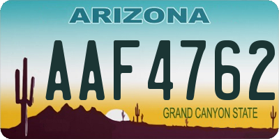 AZ license plate AAF4762
