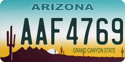 AZ license plate AAF4769