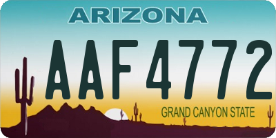 AZ license plate AAF4772