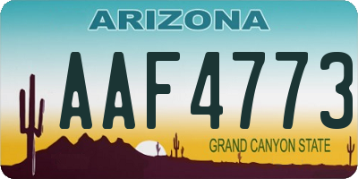 AZ license plate AAF4773