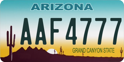 AZ license plate AAF4777
