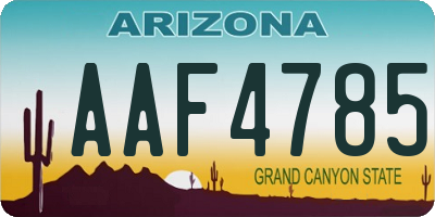 AZ license plate AAF4785