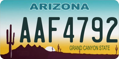 AZ license plate AAF4792