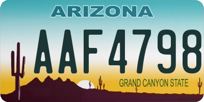 AZ license plate AAF4798