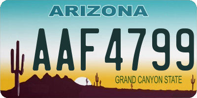 AZ license plate AAF4799