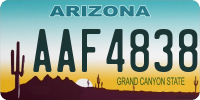 AZ license plate AAF4838