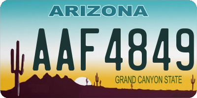 AZ license plate AAF4849