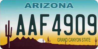 AZ license plate AAF4909