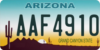 AZ license plate AAF4910