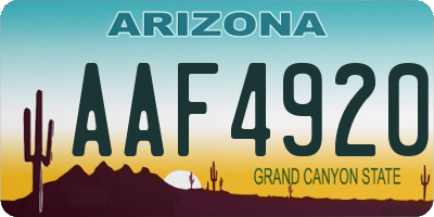 AZ license plate AAF4920