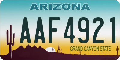AZ license plate AAF4921