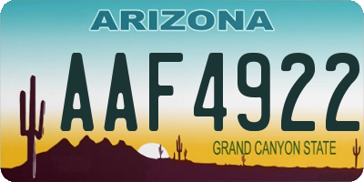 AZ license plate AAF4922