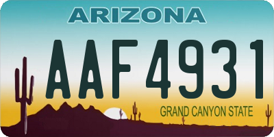 AZ license plate AAF4931