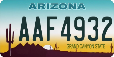 AZ license plate AAF4932