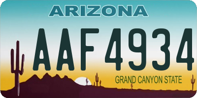 AZ license plate AAF4934