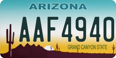 AZ license plate AAF4940