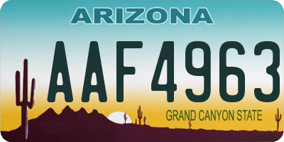 AZ license plate AAF4963