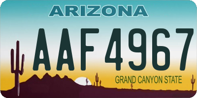 AZ license plate AAF4967