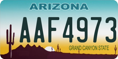 AZ license plate AAF4973