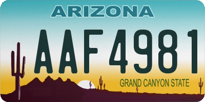 AZ license plate AAF4981