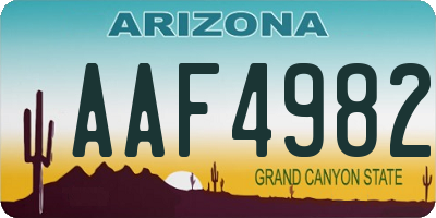 AZ license plate AAF4982