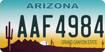 AZ license plate AAF4984