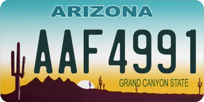 AZ license plate AAF4991