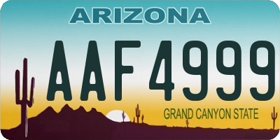 AZ license plate AAF4999